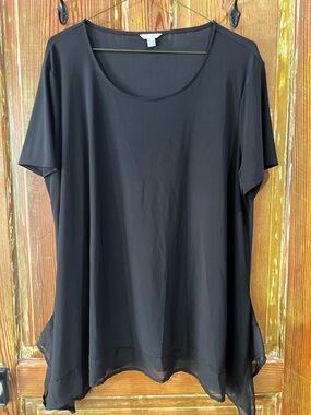 Cato Black Short-Sleeve Scoop Neck Tunic Top